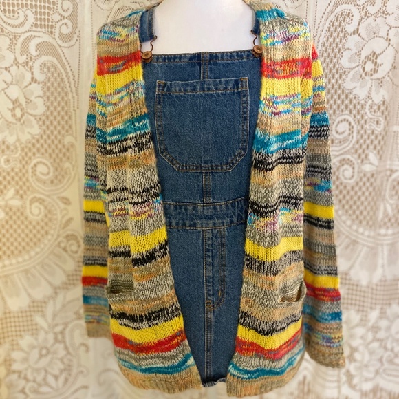 Colorful Lightweight Knit Cardigan with Pockets I Women's (M) - Picture 3 of 11